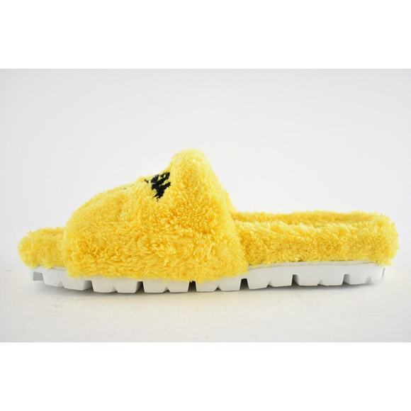 Prada Yellow Terry Cloth Black Logo Slide Sandal Rubber Sole Flip Flop Flat 36 - Picture 9 of 12